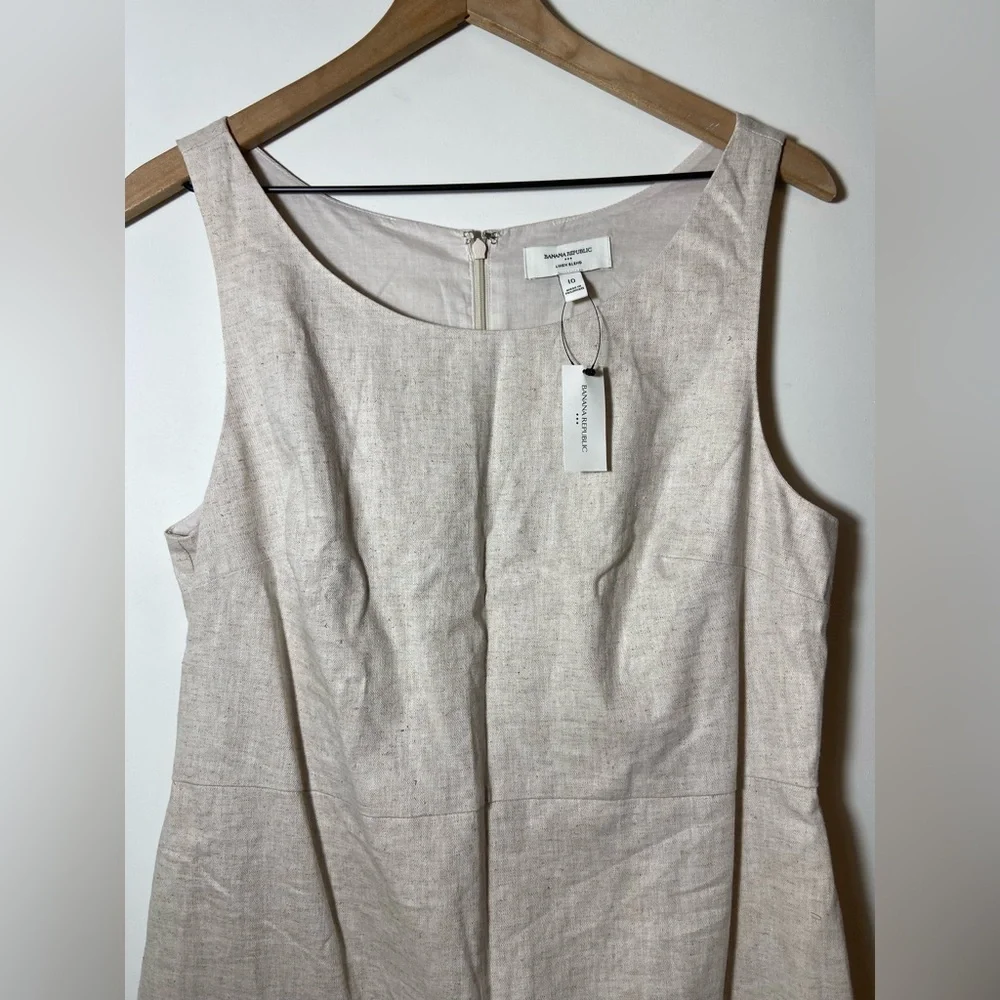Banana Republic Women's 100% Linen Dress Size 10 Lined Beige Sleeveless New